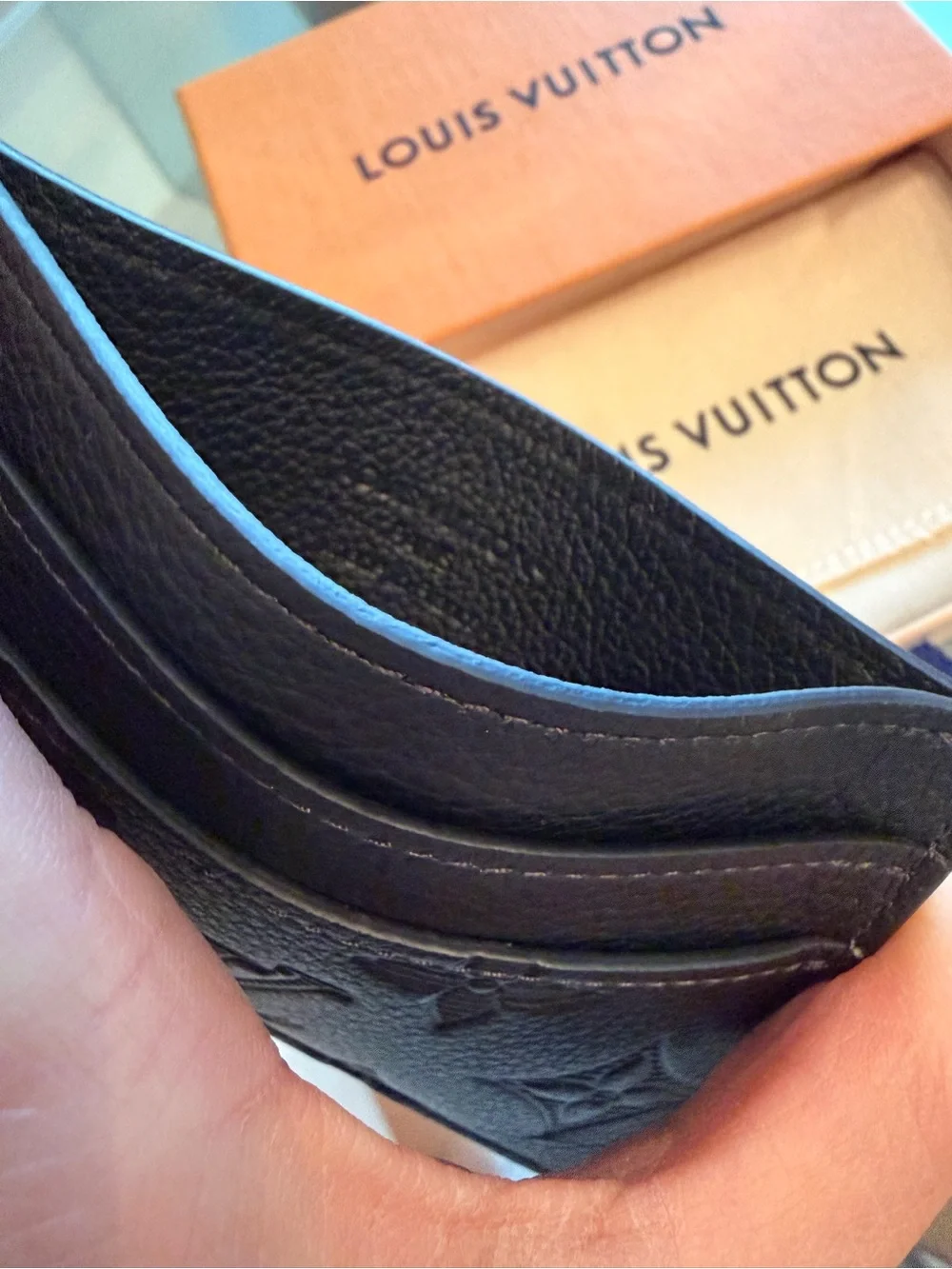 Louis Vuitton Black Monogram Shadow Double Card Holder